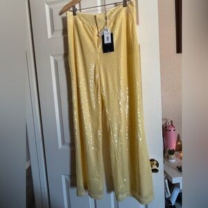 4th + Reckless Yellow Sequin Wide-Leg Pants NWT